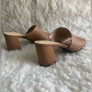 Brown block heel slides. Size 7.5 M. Very comfortable and chic.